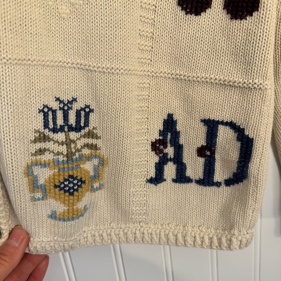 Vintage Alfred Dunner Womens Cream Embroidered Button Cardigan Size Petite Small - Picture 4 of 16